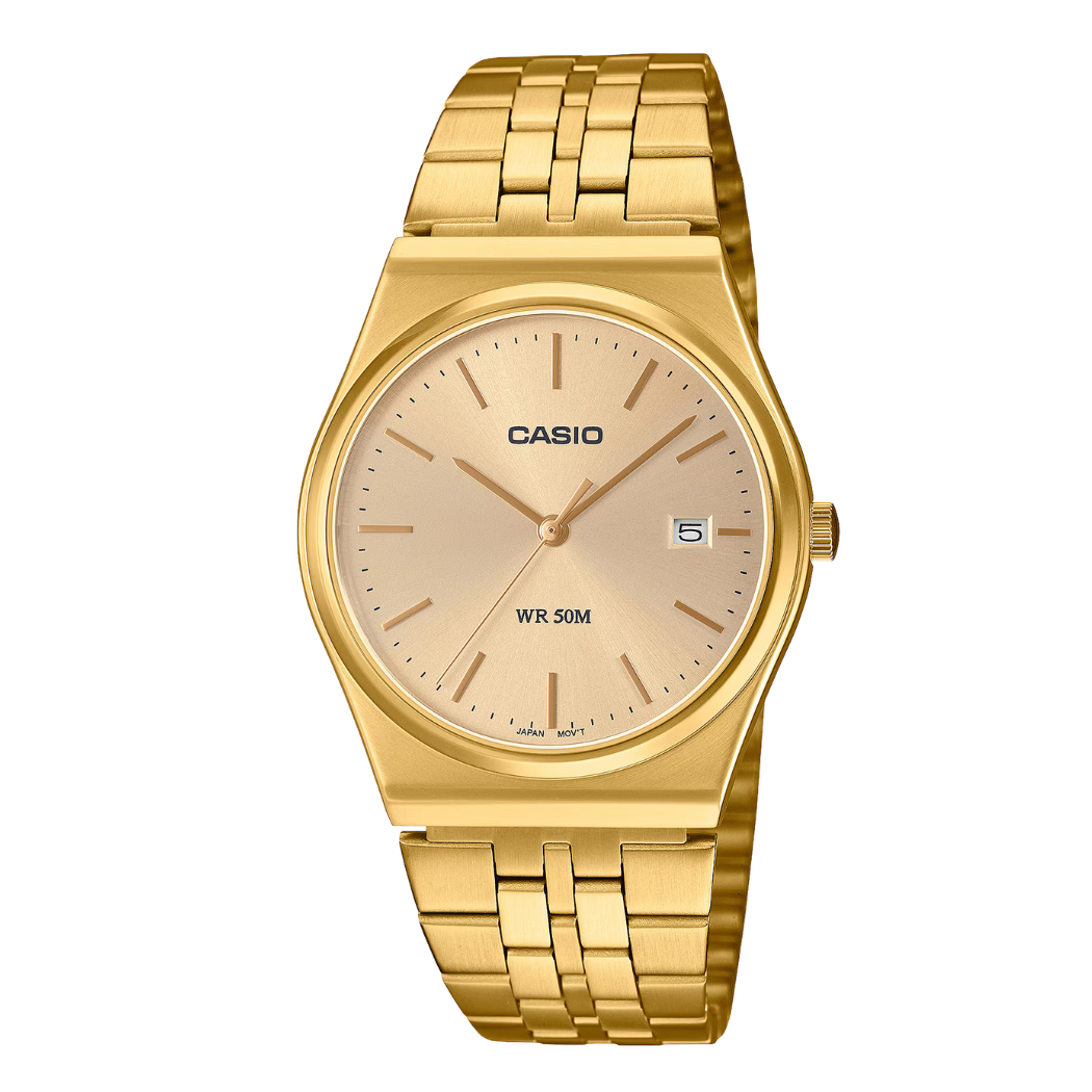 Casio Gold Stainless Steel Golden Dial Quartz Watch for Gents - MTP-B145G-9AVDF